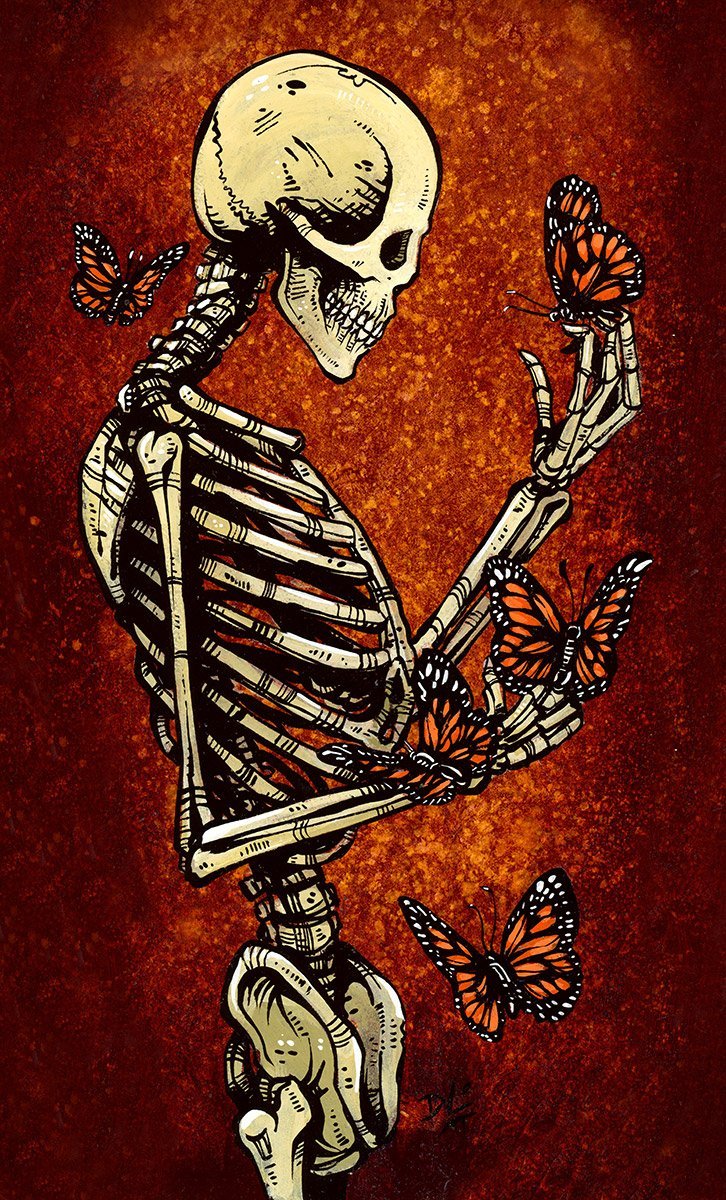 Metamorphosis by Day of the Dead Artist David Lozeau, Day of the Dead Art, Dia de los Muertos Art, Dia de los Muertos Artist