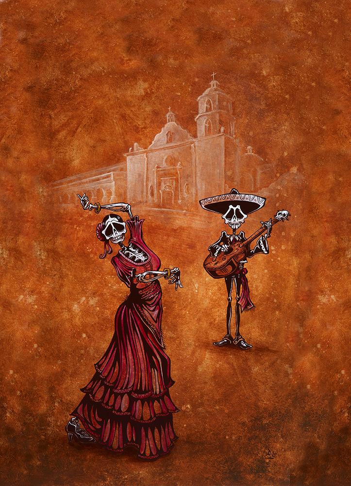 $5 Mini Prints by Day of the Dead Artist David Lozeau, Day of the Dead Art, Dia de los Muertos Art, Dia de los Muertos Artist