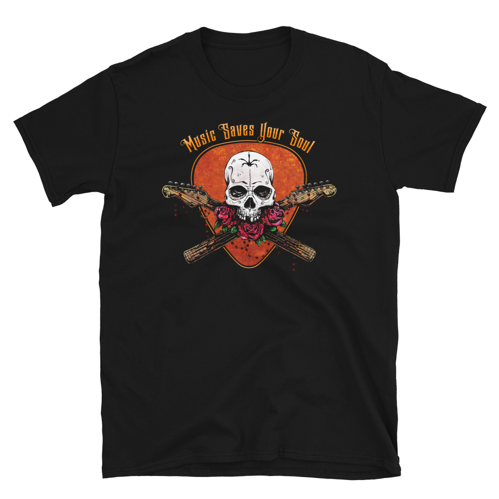 Music Saves Your Soul Shirt by Day of the Dead Artist David Lozeau, Day of the Dead Art, Dia de los Muertos Art, Dia de los Muertos Artist