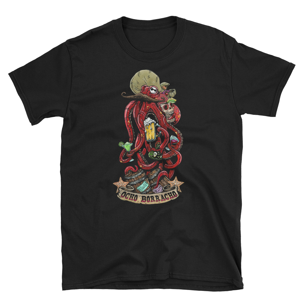 Ocho Borracho Shirt by Day of the Dead Artist David Lozeau, Day of the Dead Art, Dia de los Muertos Art, Dia de los Muertos Artist