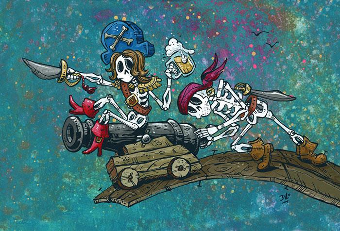 $2 Retired Mini Prints by Day of the Dead Artist David Lozeau, Day of the Dead Art, Dia de los Muertos Art, Dia de los Muertos Artist