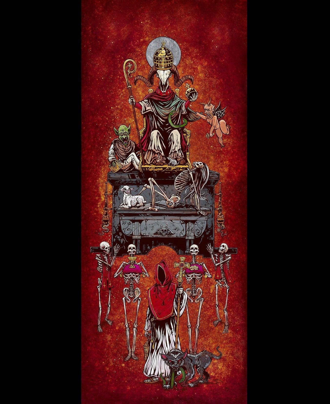 Parade of the False Idol by Day of the Dead Artist David Lozeau, Day of the Dead Art, Dia de los Muertos Art, Dia de los Muertos Artist