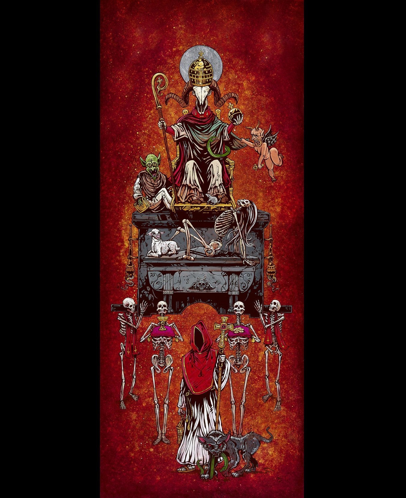 Parade of the False Idol by Day of the Dead Artist David Lozeau, Day of the Dead Art, Dia de los Muertos Art, Dia de los Muertos Artist
