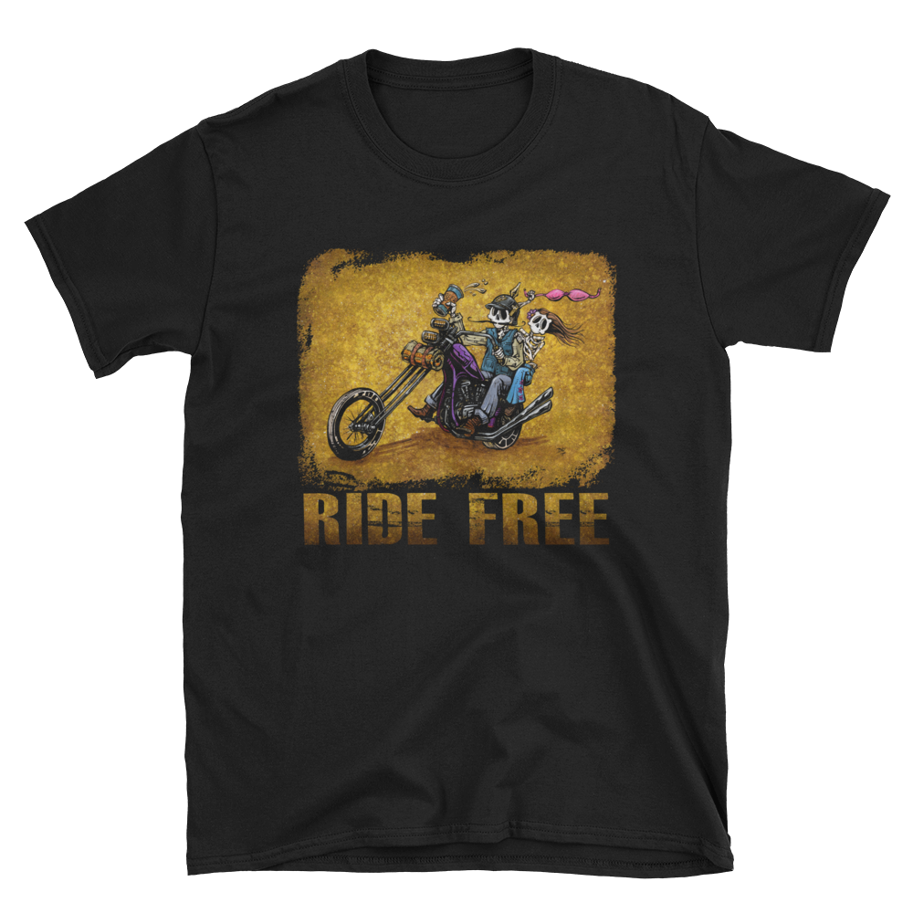 Ride Free Shirt by Day of the Dead Artist David Lozeau, Day of the Dead Art, Dia de los Muertos Art, Dia de los Muertos Artist