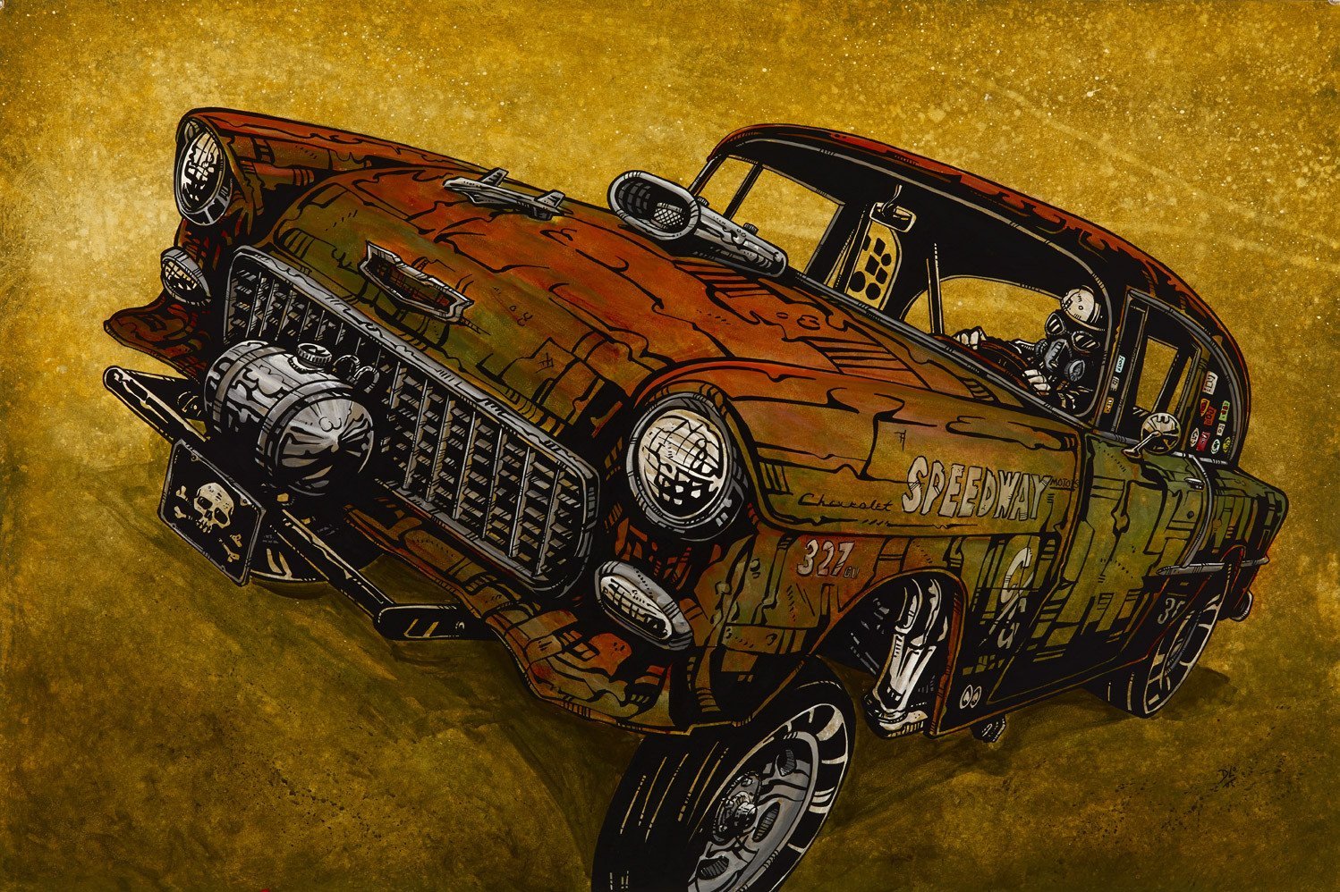 Run What Ya Brung by Day of the Dead Artist David Lozeau, Day of the Dead Art, Dia de los Muertos Art, Dia de los Muertos Artist