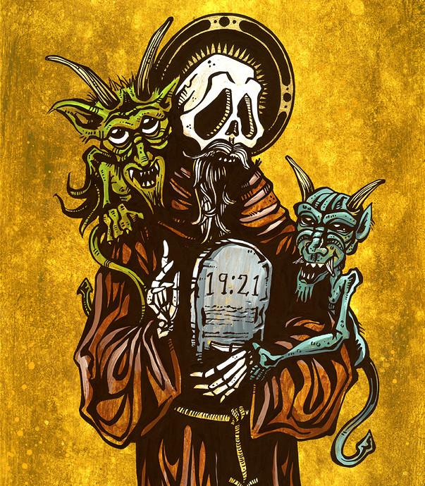Saint Anthony by Day of the Dead Artist David Lozeau, Day of the Dead Art, Dia de los Muertos Art, Dia de los Muertos Artist