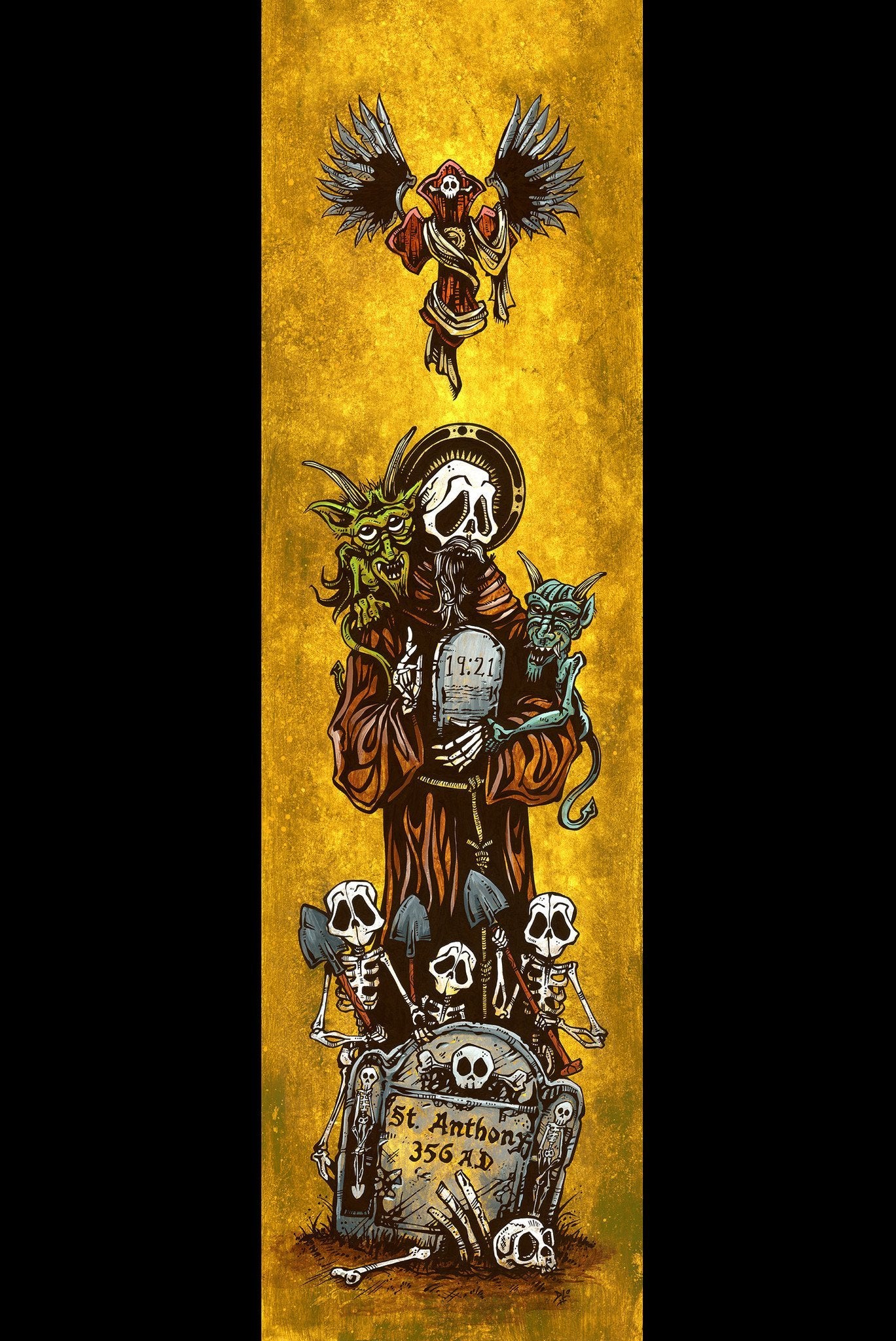 Saint Anthony by Day of the Dead Artist David Lozeau, Day of the Dead Art, Dia de los Muertos Art, Dia de los Muertos Artist