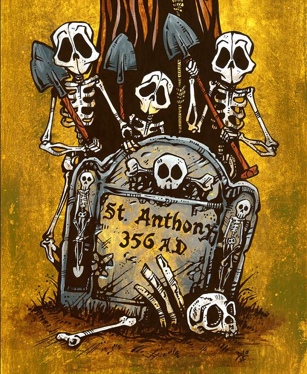 Saint Anthony by Day of the Dead Artist David Lozeau, Day of the Dead Art, Dia de los Muertos Art, Dia de los Muertos Artist