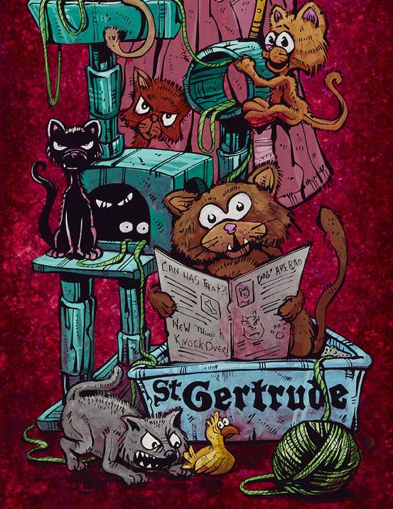 Saint Gertrude by Day of the Dead Artist David Lozeau, Day of the Dead Art, Dia de los Muertos Art, Dia de los Muertos Artist