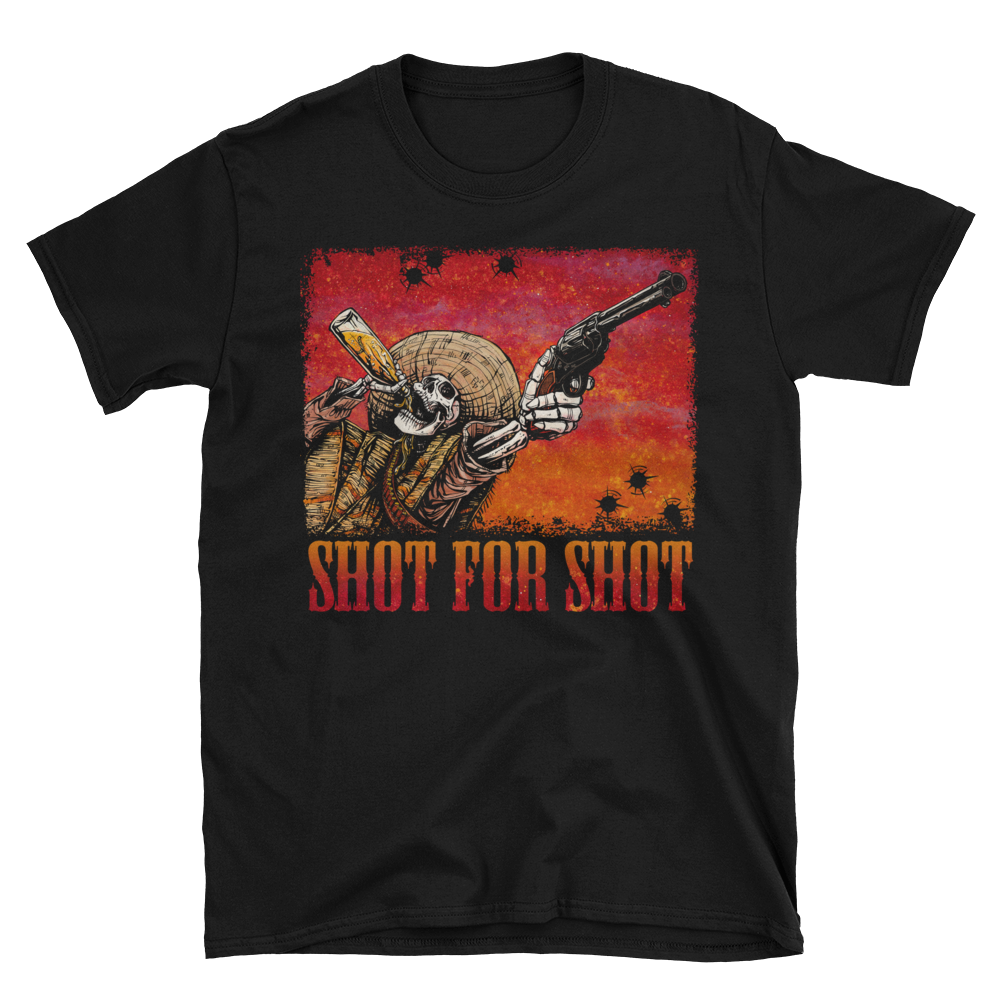 Shot for Shot Shirt by Day of the Dead Artist David Lozeau, Day of the Dead Art, Dia de los Muertos Art, Dia de los Muertos Artist