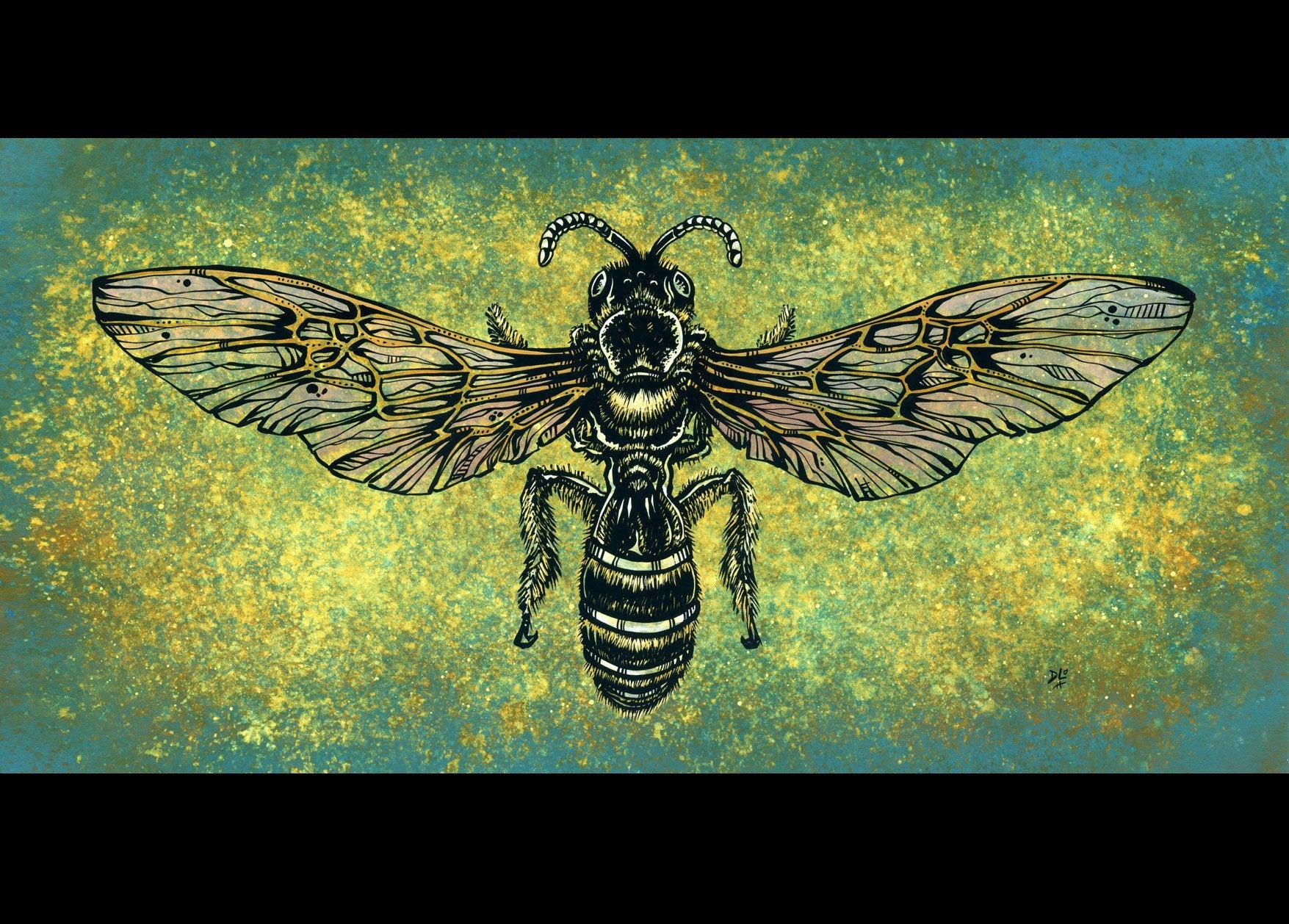 The Bee by Day of the Dead Artist David Lozeau, Day of the Dead Art, Dia de los Muertos Art, Dia de los Muertos Artist