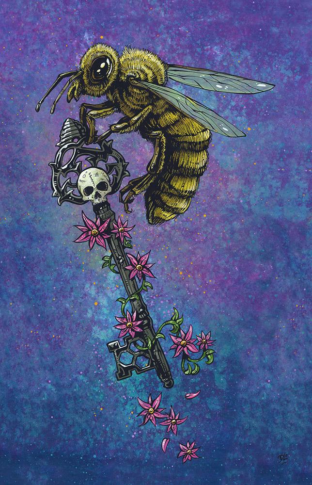 The BeeKeyper by Day of the Dead Artist David Lozeau, Day of the Dead Art, Dia de los Muertos Art, Dia de los Muertos Artist