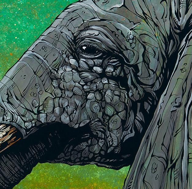 The Elephant by Day of the Dead Artist David Lozeau, Day of the Dead Art, Dia de los Muertos Art, Dia de los Muertos Artist