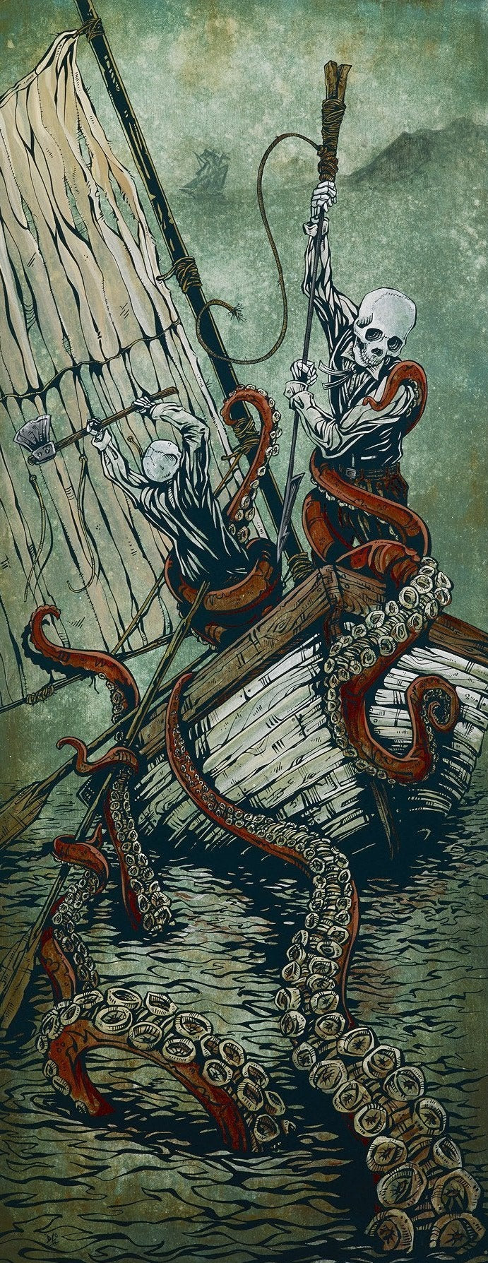 The Hunters Become the Hunted by Day of the Dead Artist David Lozeau, Day of the Dead Art, Dia de los Muertos Art, Dia de los Muertos Artist