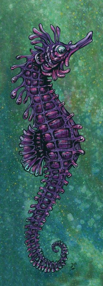 The Seahorse by Day of the Dead Artist David Lozeau, Day of the Dead Art, Dia de los Muertos Art, Dia de los Muertos Artist