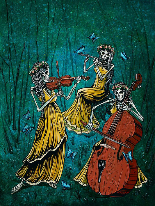 The Three by Day of the Dead Artist David Lozeau, Day of the Dead Art, Dia de los Muertos Art, Dia de los Muertos Artist