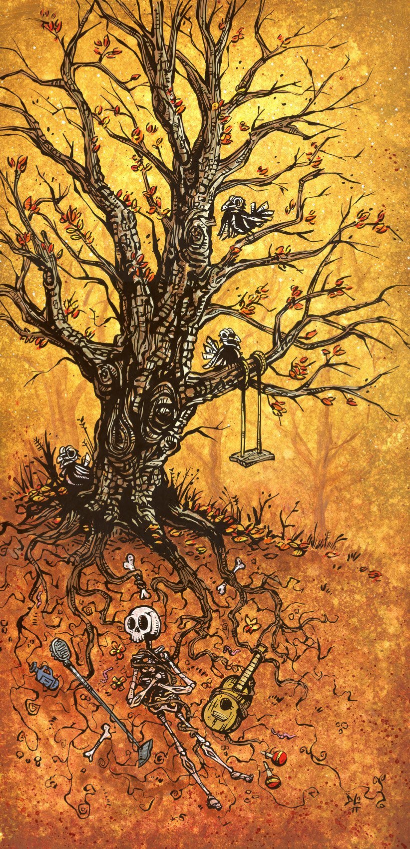 Tree of Life by Day of the Dead Artist David Lozeau, Day of the Dead Art, Dia de los Muertos Art, Dia de los Muertos Artist