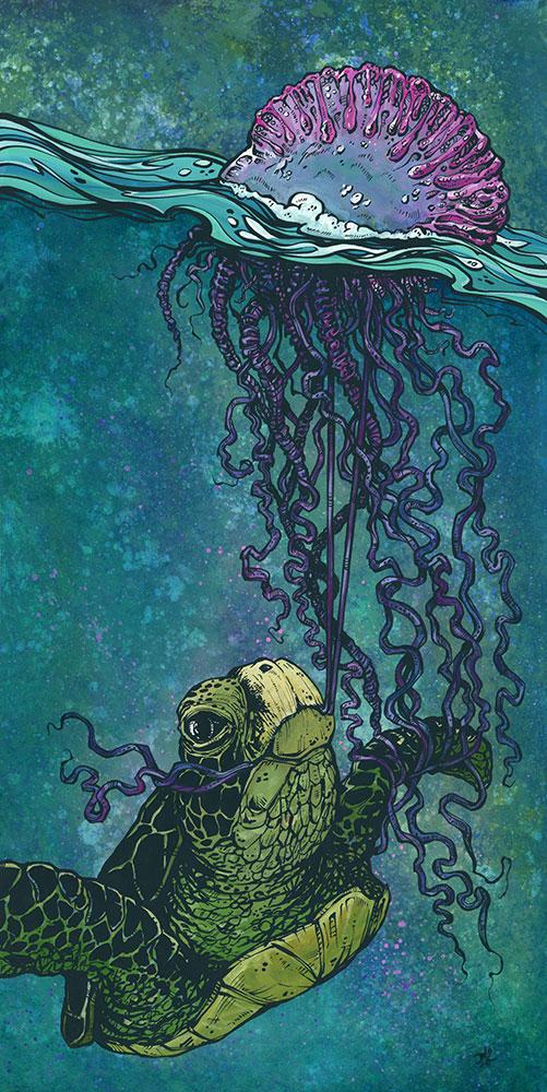 Turtle Buddy and Jelly by Day of the Dead Artist David Lozeau, Day of the Dead Art, Dia de los Muertos Art, Dia de los Muertos Artist