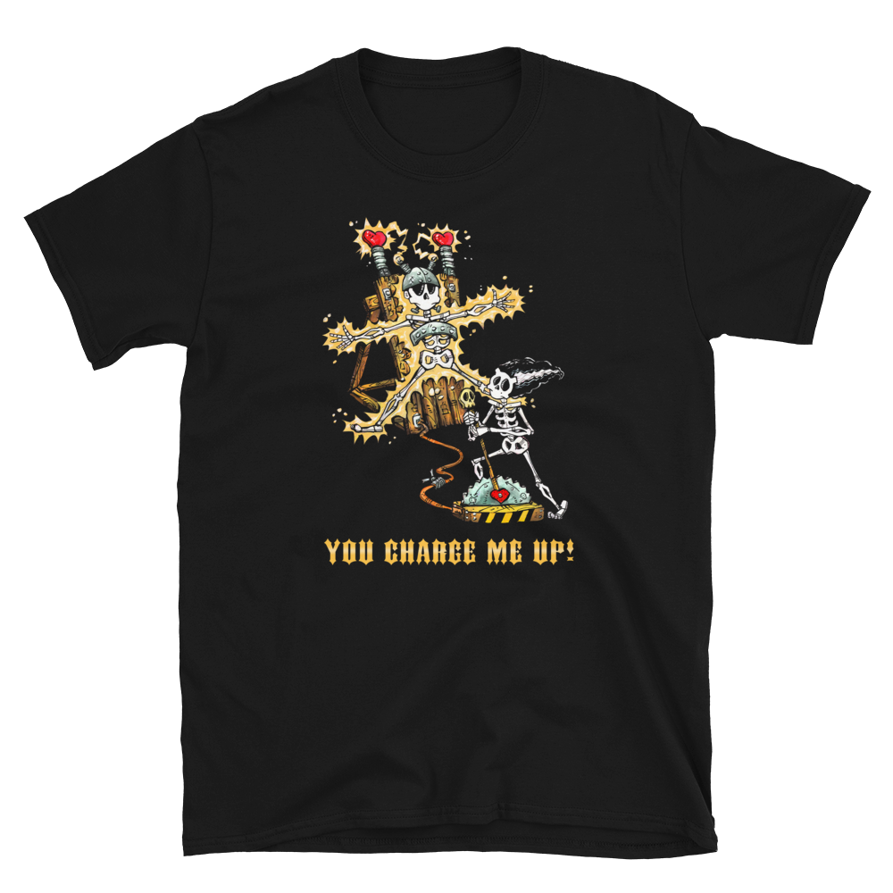 You Charge Me Up Shirt by Day of the Dead Artist David Lozeau, Day of the Dead Art, Dia de los Muertos Art, Dia de los Muertos Artist