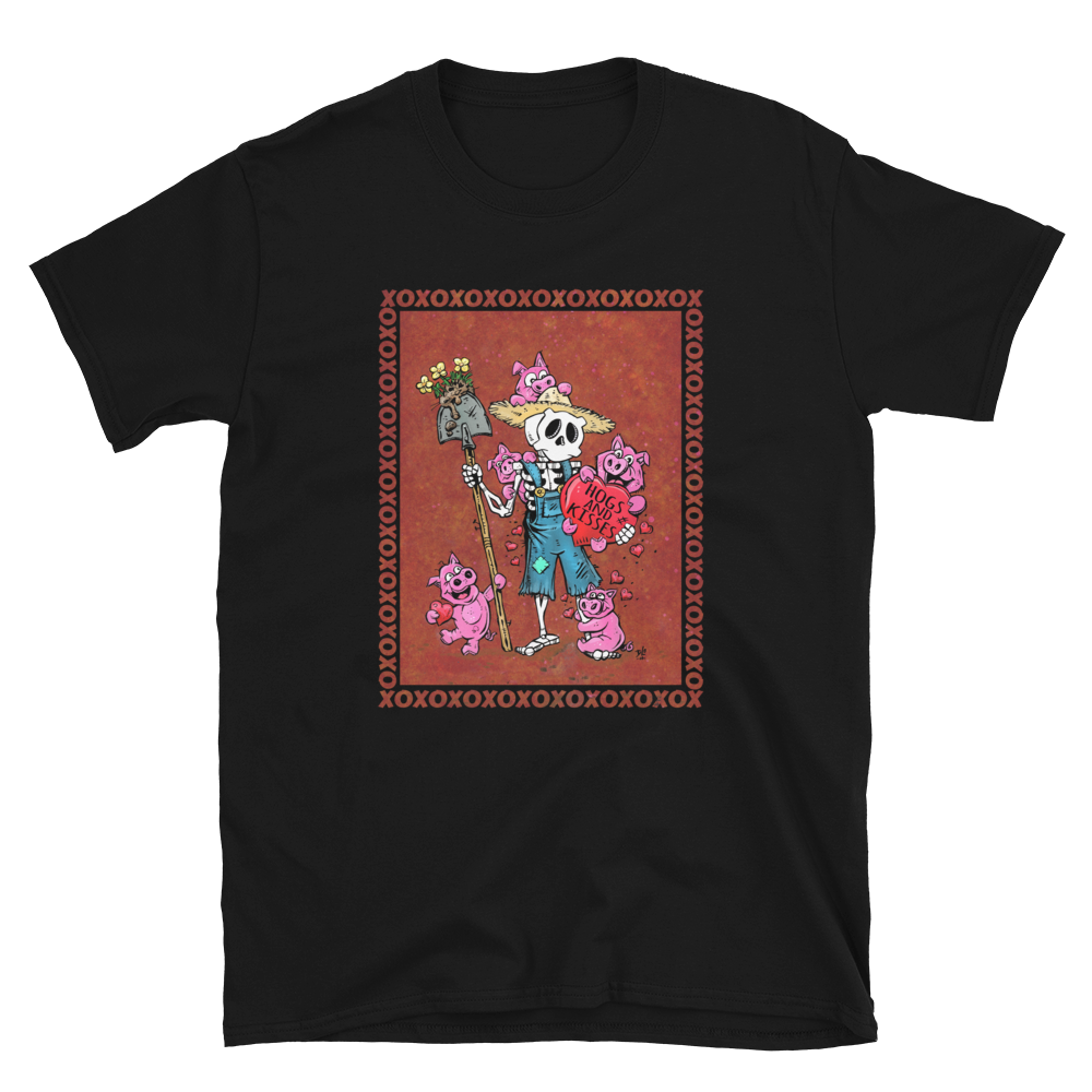 Hogs and Kisses Shirt by Day of the Dead Artist David Lozeau, Day of the Dead Art, Dia de los Muertos Art, Dia de los Muertos Artist