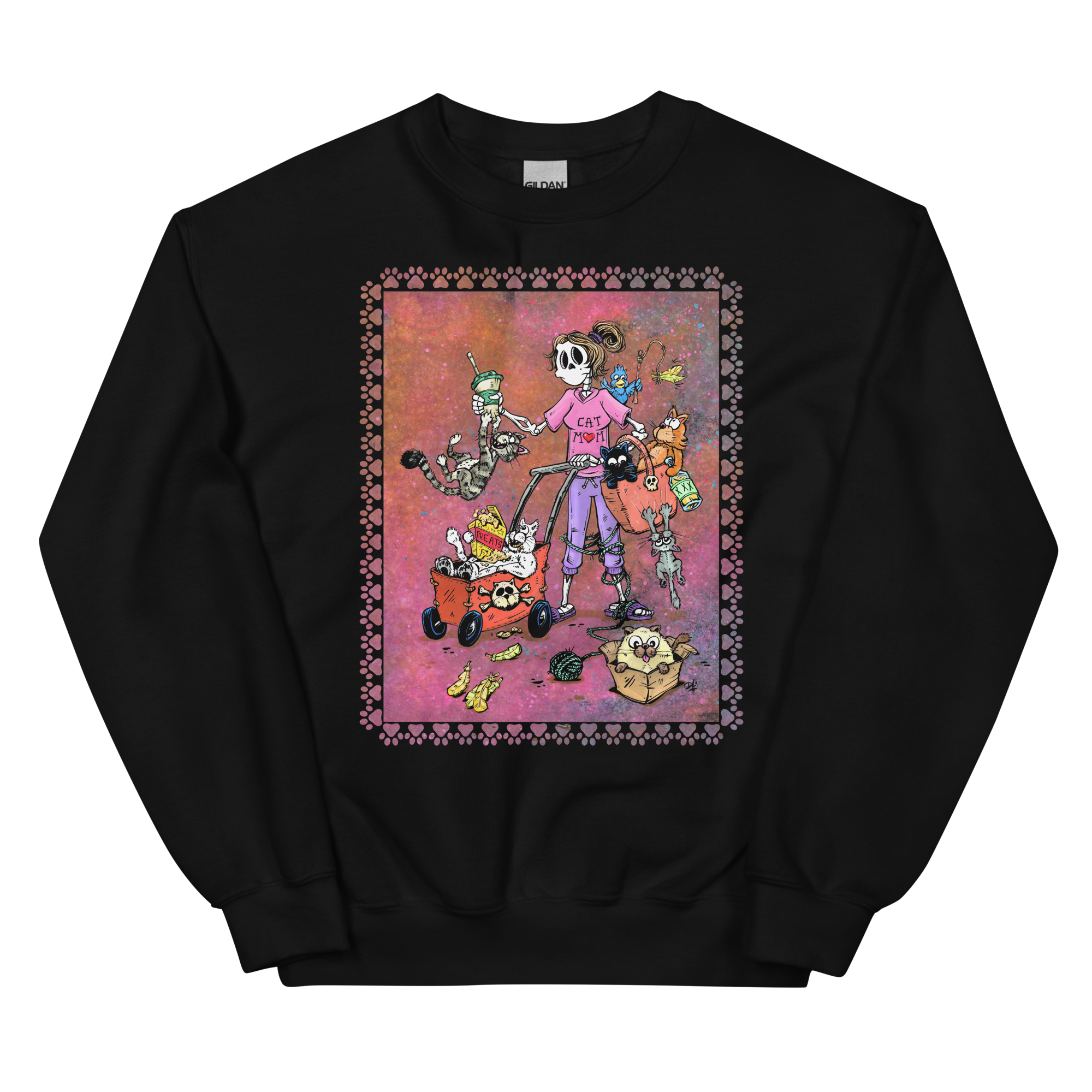 Cat Mom Shirt by Day of the Dead Artist David Lozeau, Day of the Dead Art, Dia de los Muertos Art, Dia de los Muertos Artist