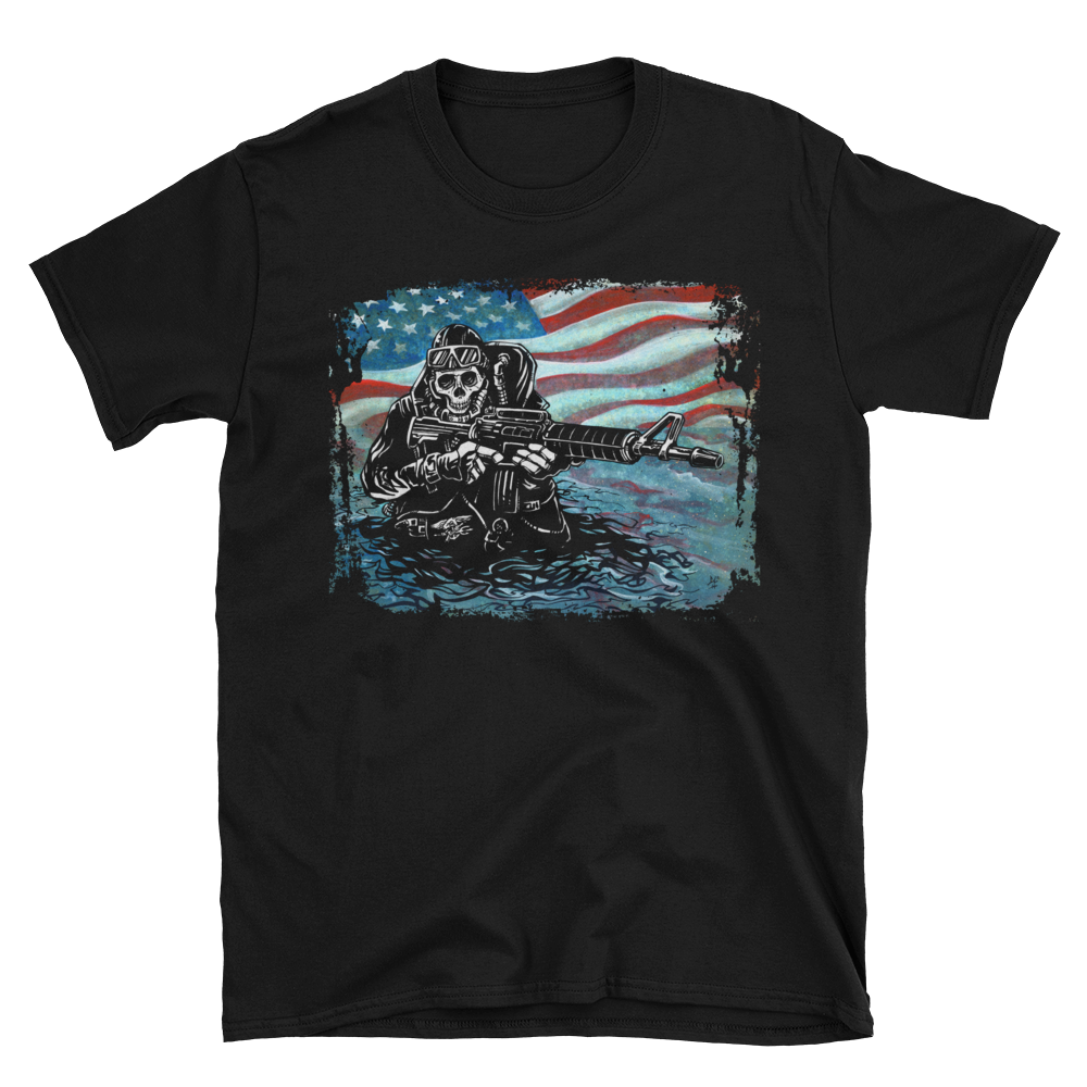 US Navy SEAL Shirt by Day of the Dead Artist David Lozeau, Day of the Dead Art, Dia de los Muertos Art, Dia de los Muertos Artist