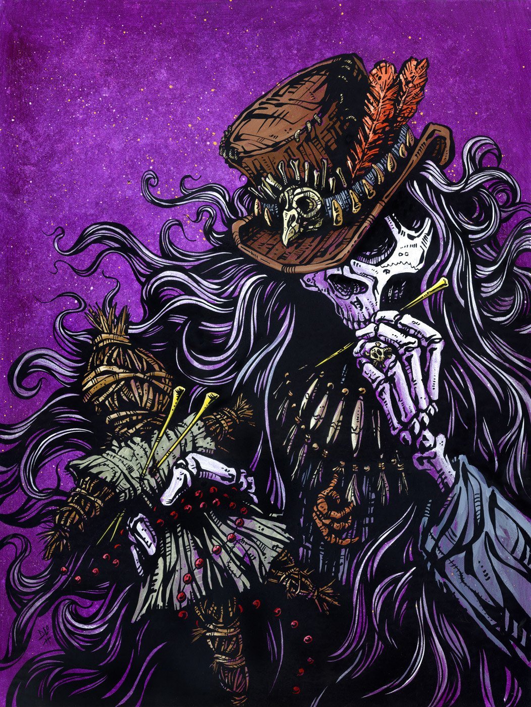 Voodoo Priest by Day of the Dead Artist David Lozeau, Day of the Dead Art, Dia de los Muertos Art, Dia de los Muertos Artist