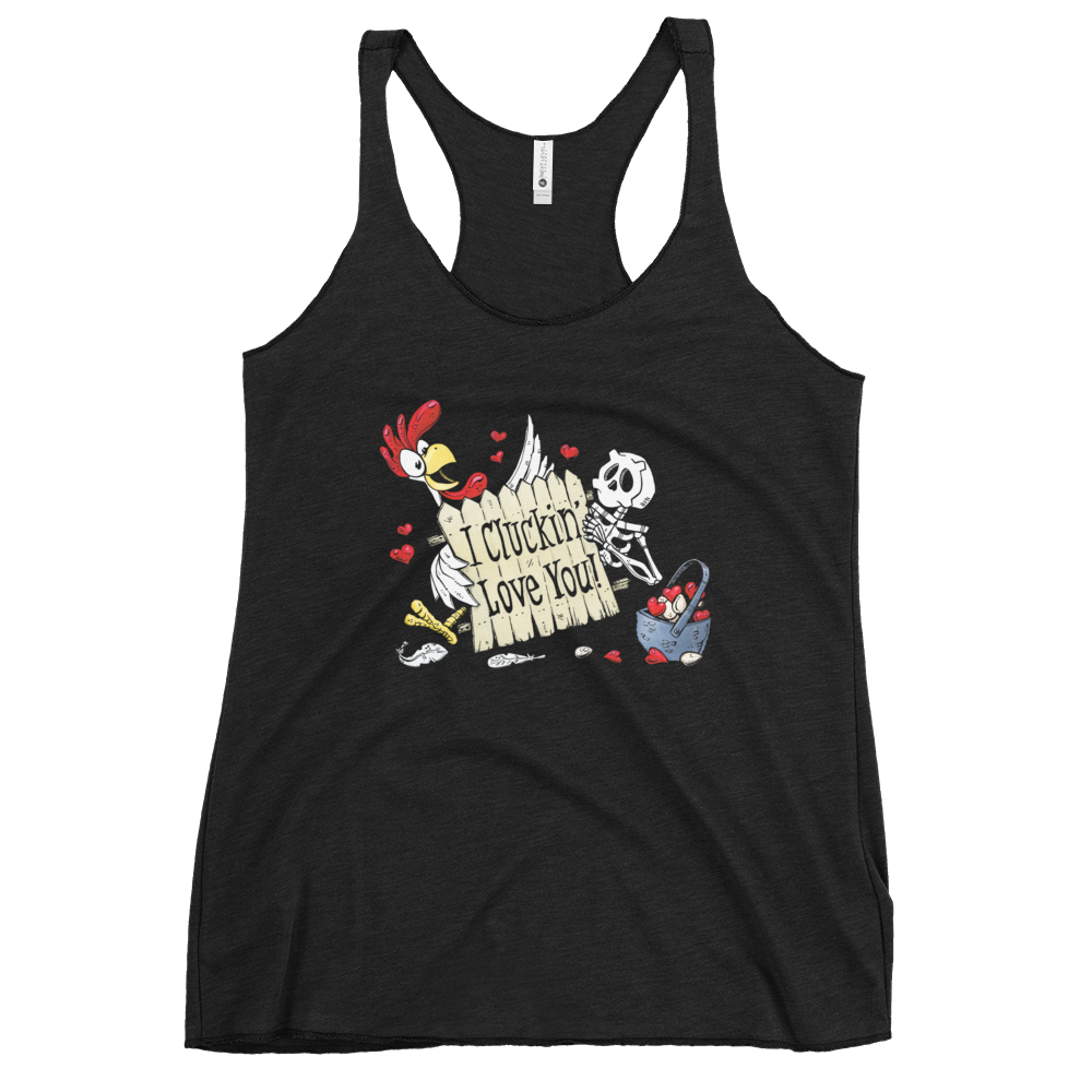 I Cluckin' Love You Shirt by Day of the Dead Artist David Lozeau, Day of the Dead Art, Dia de los Muertos Art, Dia de los Muertos Artist