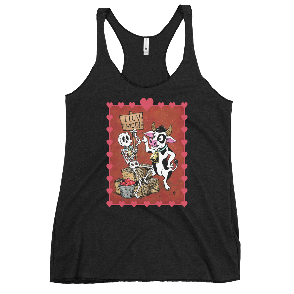 I Love Moo Shirt by Day of the Dead Artist David Lozeau, Day of the Dead Art, Dia de los Muertos Art, Dia de los Muertos Artist